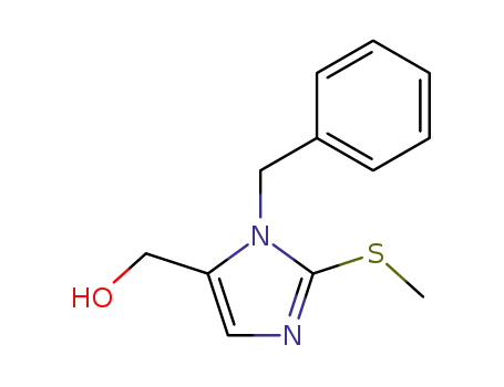 Molecular Structure of 338414-90-7 ([1-BENZYL-2-(METHYLSULFANYL)-1H-IMIDAZOL-5-YL]METHANOL)