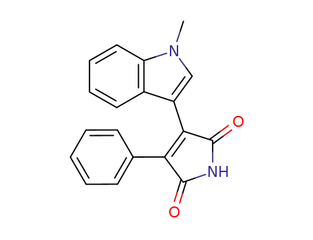 Molecular Structure of 125313-97-5 (1H-Pyrrole-2,5-dione, 3-(1-methyl-1H-indol-3-yl)-4-phenyl-)