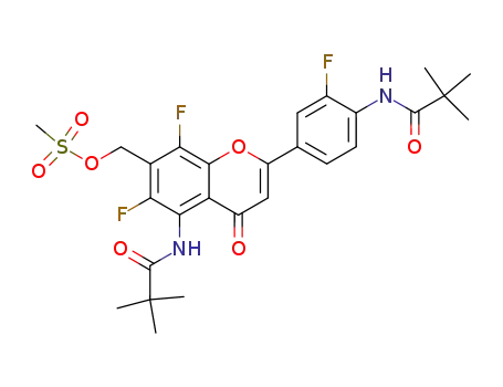 Molecular Structure of 165180-39-2 (6,8-difluoro-2-(3-fluoro-4-pivaloylaminophenyl)-7-methanesulfonyloxymethyl-5-pivaloylamino-4H-1-benzopyran-4-one)