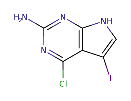 Molecular Structure of 873792-88-2 (4-CHLORO-5-IODO-1H-PYRROLO[2,3-D]PYRIMIDIN-2-AMINE)