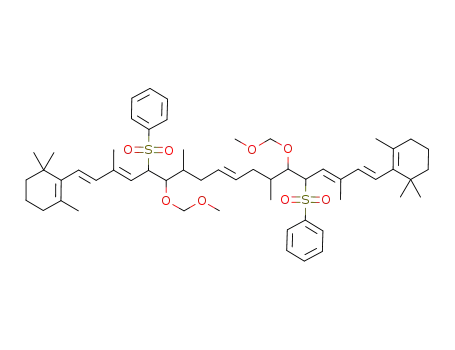 Molecular Structure of 870636-68-3 (5,14-bis(benzenesulfonyl)-3,7,12,16-tetramethyl-1,18-bis(2,6,6-trimethyl-1-cyclohexenyl)octadeca-1,3,9,15,17-pentaene-6,13-diol bis(methoxymethyl) ether)