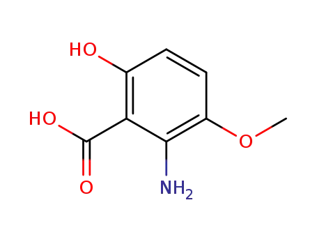 Molecular Structure of 433287-46-8 (Benzoic acid, 2-amino-6-hydroxy-3-methoxy- (9CI))
