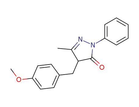 Molecular Structure of 101793-21-9 (3H-Pyrazol-3-one,
2,4-dihydro-4-[(4-methoxyphenyl)methyl]-5-methyl-2-phenyl-)
