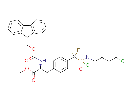 Molecular Structure of 880595-07-3 (L-Phenylalanine,
4-[[chloro[(4-chlorobutyl)methylamino]phosphinyl]difluoromethyl]-N-[(9H-
fluoren-9-ylmethoxy)carbonyl]-, methyl ester)