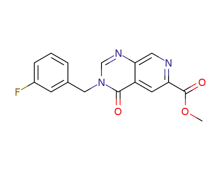 Molecular Structure of 602167-26-0 (Pyrido[3,4-d]pyrimidine-6-carboxylic acid,
3-[(3-fluorophenyl)methyl]-3,4-dihydro-4-oxo-, methyl ester)