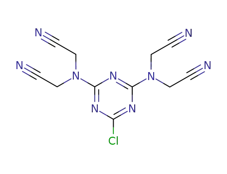 Molecular Structure of 30682-50-9 (2,2'-[(4-{[2-(λ<sup>2</sup>-azanylidene)-2λ<sup>3</sup>-ethyl](cyanomethyl)amino}-6-chloro-1,3,5-triazin-2-yl)azanediyl]diacetonitrile)