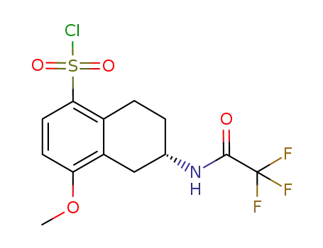 Molecular Structure of 916222-26-9 ((6S)-4-methoxy-6-[(2,2,2-trifluoroacetyl)amino]-5,6,7,8-tetrahydronaphthalene-1-sulfonyl chloride)