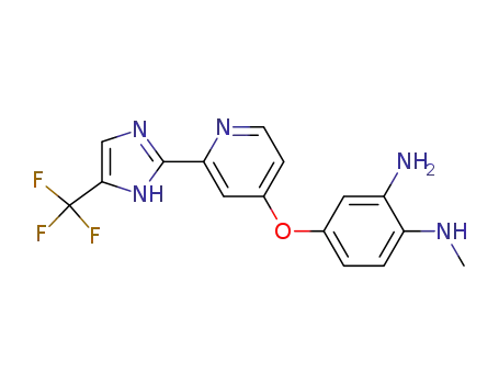 Molecular Structure of 927880-89-5 (1,2-BENZENEDIAMINE, N1-METHYL-4-[[2-[5-(TRIFLUOROMETHYL)-1H-IMIDAZOL-2-YL]-4-PYRIDINYL]OXY]-)