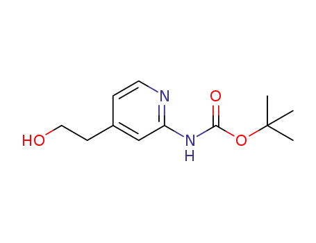 Molecular Structure of 1220627-15-5 ([4-(2-hydroxyethyl)pyridin-2-yl]carbamic acid tert-butyl ester)