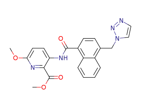 Molecular Structure of 870971-20-3 (methyl 6-methoxy-3-{[4-(1H-1,2,3-triazol-1-ylmethyl)-1-naphthoyl]amino}-pyridine-2-carboxylate)