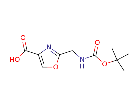 Molecular Structure of 182120-90-7 (2-((TERT-BUTOXYCARBONYLAMINO)METHYL)OXAZOLE-4-CARBOXYLIC ACID)