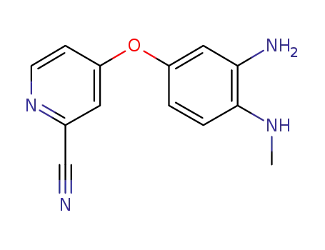Molecular Structure of 611225-72-0 (2-Pyridinecarbonitrile, 4-[3-amino-4-(methylamino)phenoxy]-)