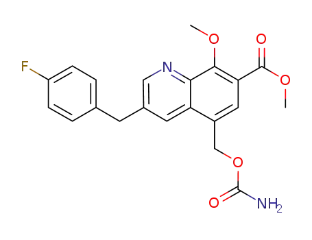 Molecular Structure of 675614-80-9 (7-Quinolinecarboxylic acid,
5-[[(aminocarbonyl)oxy]methyl]-3-[(4-fluorophenyl)methyl]-8-methoxy-,
methyl ester)
