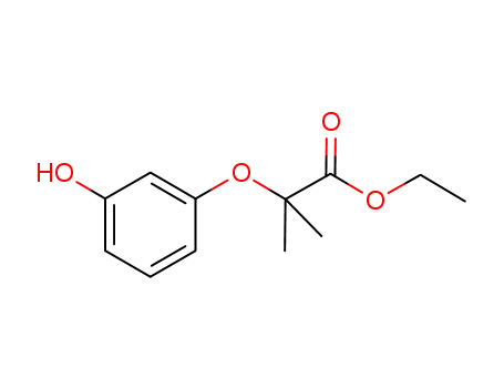 Molecular Structure of 328919-24-0 (Propanoic acid, 2-(3-hydroxyphenoxy)-2-methyl-, ethyl ester)