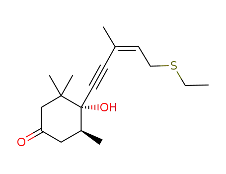 Molecular Structure of 1159072-21-5 ((4R,5S)-(3'Z)-4-(5'-(ethylthio)-3'-methylpent-3'-en-1'-ynyl)-4-hydroxy-3,3,5-trimethylcyclohexanone)