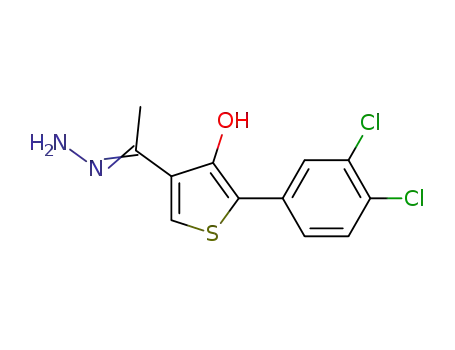 Molecular Structure of 885603-19-0 (Ethanone, 1-[5-(3,4-dichlorophenyl)-4-hydroxy-3-thienyl]-, hydrazone)