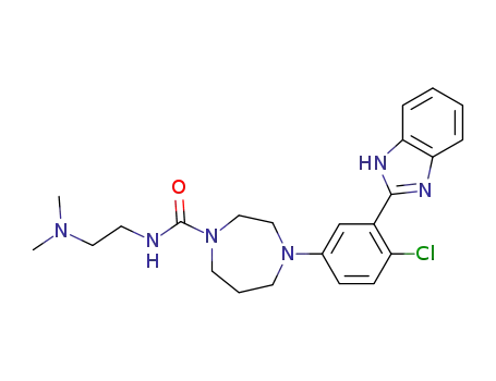 Molecular Structure of 1160829-74-2 (4-[3-(1H-benzoimidazol-2-yl)-4-chloro-phenyl]-[1,4]diazepane-1-carboxylic acid (2-dimethylamino-ethyl)-amide)