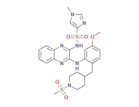 Molecular Structure of 1050515-19-9 (N-{3-[(5-methoxy-2-{[1-(methylsulfonyl)piperidin-4-yl]methyl}phenyl)amino]quinoxalin-2-yl}-1-methyl-1H-imidazole-4-sulfonamide)