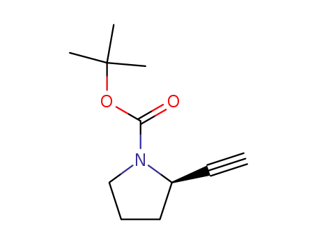 Molecular Structure of 130418-90-5 (1-Pyrrolidinecarboxylic acid, 2-ethynyl-, 1,1-dimethylethyl ester, (2R)-)