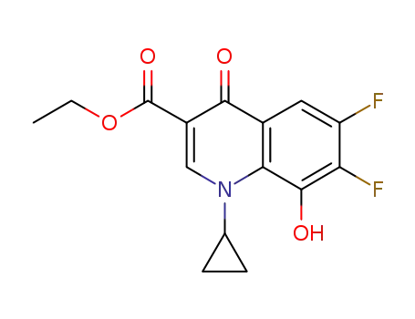 Molecular Structure of 452092-31-8 (1-Cyclopropyl-6,7-difluoro-1,4-dihydro-8-hydroxy-4-oxo-3-quinolinecarboxylic Acid Ethyl Ester)