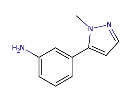Molecular Structure of 910037-08-0 (3-(1-Methyl-1H-pyrazol-5-yl)aniline)