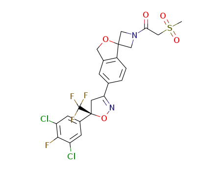 Molecular Structure of 1398609-39-6 ((S)-1-(5’-(5-(3,5-dichloro-4-fluorophenyl)-5-(trifluoromethyl)-4,5-dihydroisoxazol-3-yl)-3’H-spiro[azetidine-3,1’-isobenzofuran]-1-yl)-2-(methylsulfonyl)ethan-1-one)