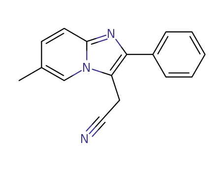 Molecular Structure of 885272-76-4 ((6-METHYL-2-PHENYL-IMIDAZO[1,2-A]PYRIDIN-3-YL)-ACETONITRILE)