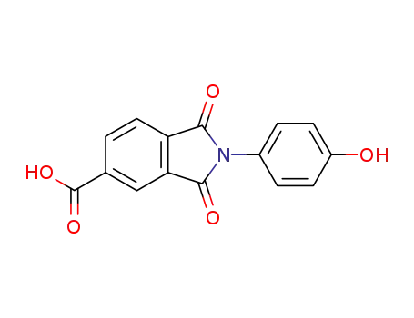 Molecular Structure of 22005-25-0 (2-(4-hydroxyphenyl)-1,3-dioxo-2,3-dihydro-1H-isoindole-5-carboxylic acid)