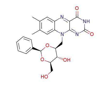 Molecular Structure of 278793-03-6 (10-[(2S,4S,5S,6R)-5-hydroxy-6-(hydroxymethyl)-2-phenyl-1,3-dioxan-4-yl]methyl-7,8-dimethylbenzo[g]pteridine-2,4(3H,10H)-dione)