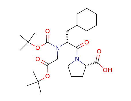 Molecular Structure of 172348-58-2 (L-Proline,
3-cyclohexyl-N-[(1,1-dimethylethoxy)carbonyl]-N-[2-(1,1-dimethylethoxy)
-2-oxoethyl]-D-alanyl-)