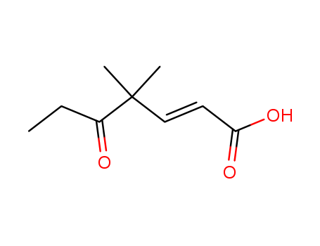 Molecular Structure of 184917-65-5 (2-Heptenoic acid, 4,4-dimethyl-5-oxo-, (2E)-)