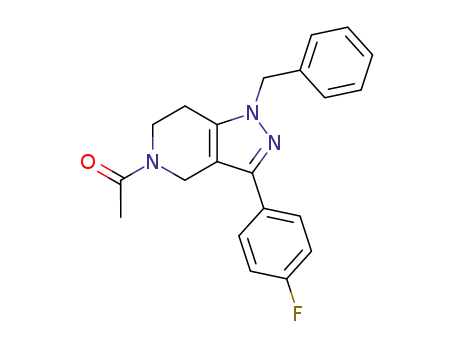 Molecular Structure of 87628-94-2 (1H-Pyrazolo[4,3-c]pyridine,
5-acetyl-3-(4-fluorophenyl)-4,5,6,7-tetrahydro-1-(phenylmethyl)-)