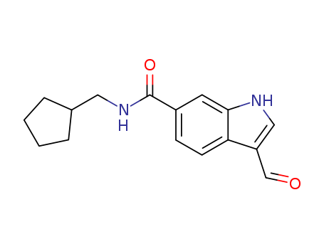 Molecular Structure of 114085-90-4 (1H-Indole-6-carboxamide, N-(cyclopentylmethyl)-3-formyl-)