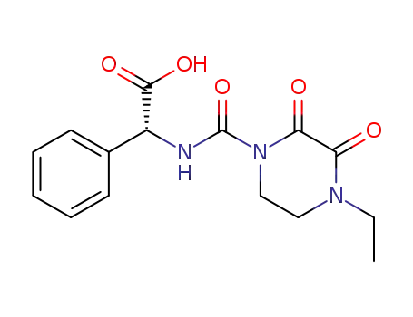 Molecular Structure of 63422-71-9 ((2R)-2-[(4-Ethyl-2,3-dioxopiperazinyl)carbonylamino]-2-phenylacetic acid)
