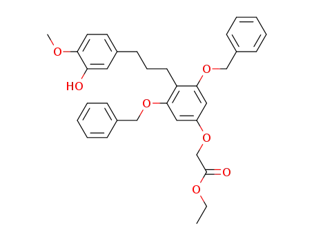 Molecular Structure of 76820-12-7 (1-<2,6-bis(benzyloxy)-4-(carbethoxymethoxy)phenyl>-3-(3-hydroxy-4-methoxyphenyl)propane)
