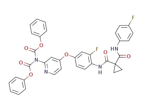 Molecular Structure of 928038-09-9 (phenyl N-[4-(3-fluoro-4-{[1-(4-fluorophenylcarbamoyl)cyclopropanecarbonyl]amino}phenoxy)pyridin-2-yl]-N-phenoxycarbonylcarbamate)