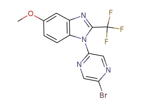 Molecular Structure of 950845-98-4 (1H-Benzimidazole,1-(5-bromo-2-pyrazinyl)-5-methoxy-2-(trifluoromethyl)-)