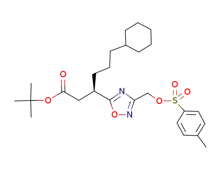 Molecular Structure of 348623-96-1 (tert-butyl (3R)-6-cyclohexyl-3-[3-({[(4-methylphenyl)sulfonyl]oxy}methyl)-1,2,4-oxadiazol-5-yl]hexanoate)