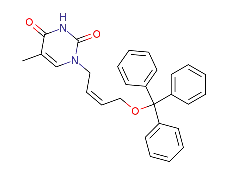 Molecular Structure of 471256-44-7 (2,4(1H,3H)-Pyrimidinedione,
5-methyl-1-[(2Z)-4-(triphenylmethoxy)-2-butenyl]-)