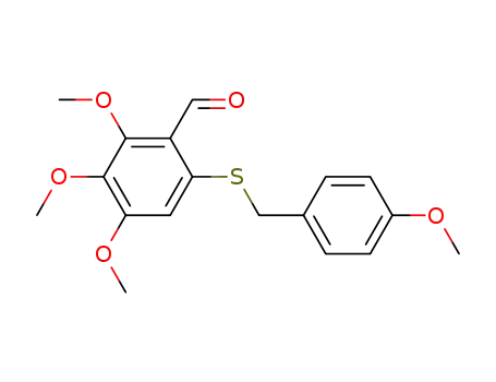 Molecular Structure of 823829-22-7 (Benzaldehyde, 2,3,4-trimethoxy-6-[[(4-methoxyphenyl)methyl]thio]-)