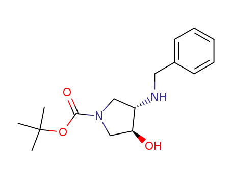 Molecular Structure of 252574-03-1 ((3S,4S)-N-Boc-3-(benzylamino)-4-hydroxypyrrolidine)
