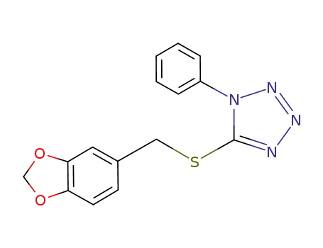 Molecular Structure of 425652-61-5 (5-((benzo[d][1,3]dioxol-5-ylmethyl)thio)-1-phenyl-1H-tetrazole)