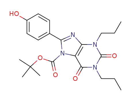 Molecular Structure of 531506-23-7 (7H-Purine-7-carboxylic acid,
1,2,3,6-tetrahydro-8-(4-hydroxyphenyl)-2,6-dioxo-1,3-dipropyl-,
1,1-dimethylethyl ester)
