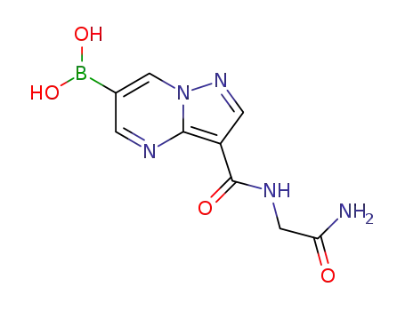Molecular Structure of 1065083-09-1 ((3-{[(2-amino-2-oxoethyl)amino]carbonyl}pyrazolo[1,5-a]pyrimidin-6-yl)boronic acid)