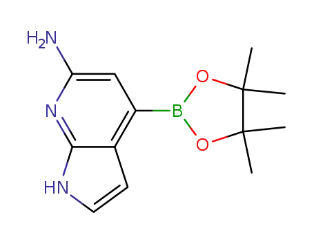 Molecular Structure of 943323-56-6 (1H-PYRROLO[2,3-B]PYRIDIN-6-AMINE, 4-(4,4,5,5-TETRAMETHYL-1,3,2-DIOXABOROLAN-2-YL)-)