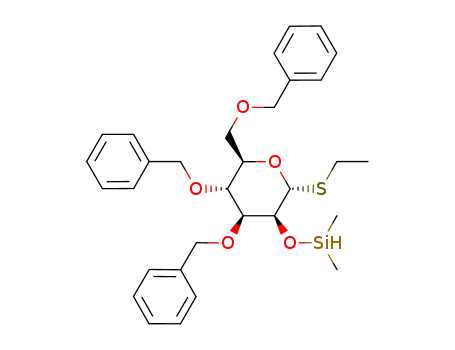 Molecular Structure of 1180492-12-9 (ethyl 2-O-dimethylsilane-3,4,6-tri-O-benzyl-1-thio-α-D-mannopyranoside)