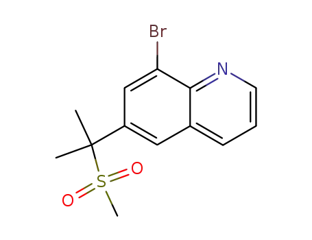 Molecular Structure of 346629-99-0 (Quinoline, 8-bromo-6-[1-methyl-1-(methylsulfonyl)ethyl]-)