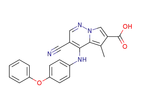 Molecular Structure of 612082-29-8 (Pyrrolo[1,2-b]pyridazine-6-carboxylic acid,
3-cyano-5-methyl-4-[(4-phenoxyphenyl)amino]-)