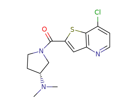 Molecular Structure of 596794-52-4 (3-Pyrrolidinamine,
1-[(7-chlorothieno[3,2-b]pyridin-2-yl)carbonyl]-N,N-dimethyl-, (3R)-)