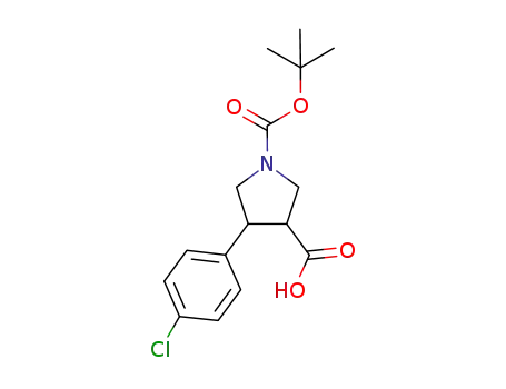 Molecular Structure of 791625-60-0 (1-[(TERT-BUTYL)OXYCARBONYL]-4-(4-CHLOROPHENYL)PYRROLINE-3-CARBOXYLIC ACID)